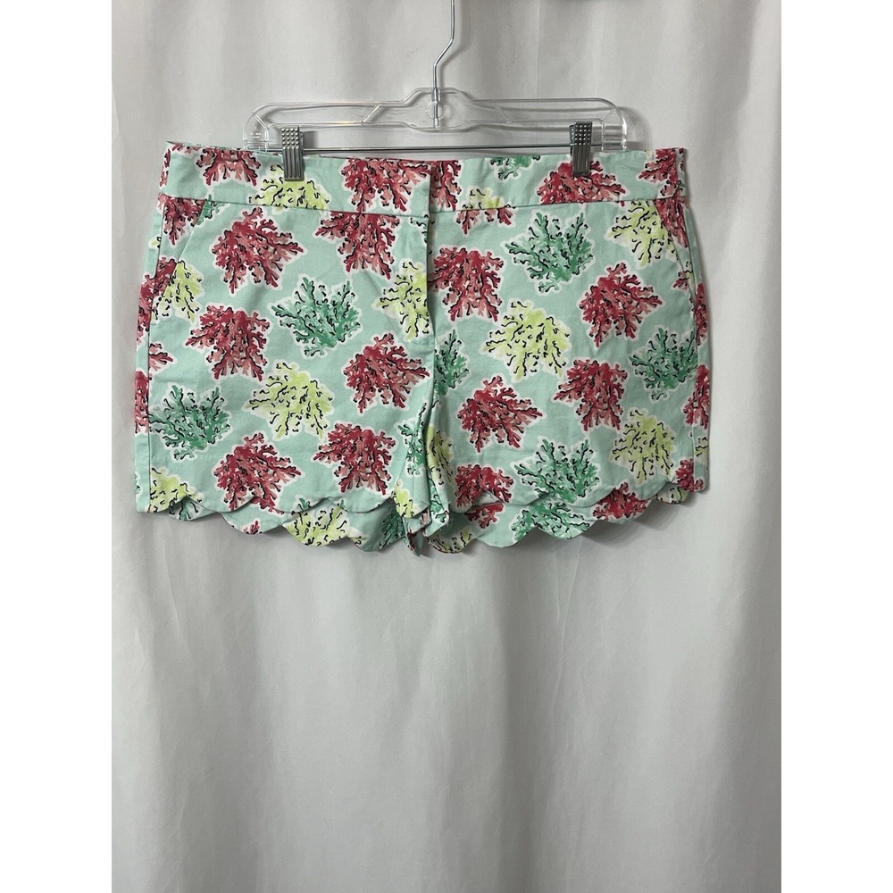Crown and Ivy Pastel Coral Beach Print Shorts Women's Size 16 Travel Casual(B14)